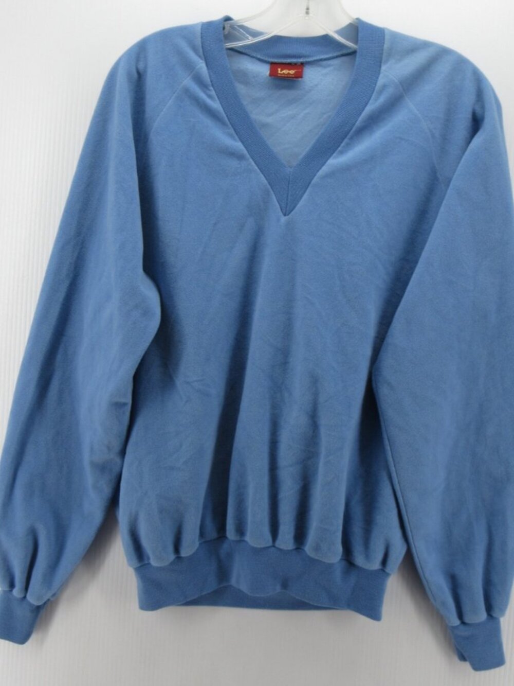 VINTAGE Lee Sweater Medium Sweatshirt Velour Warm Up Boxy 80s USA *